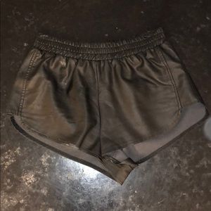faux black leather shorts